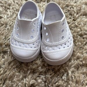 Little Me White Eyelet Slip-On Shoes